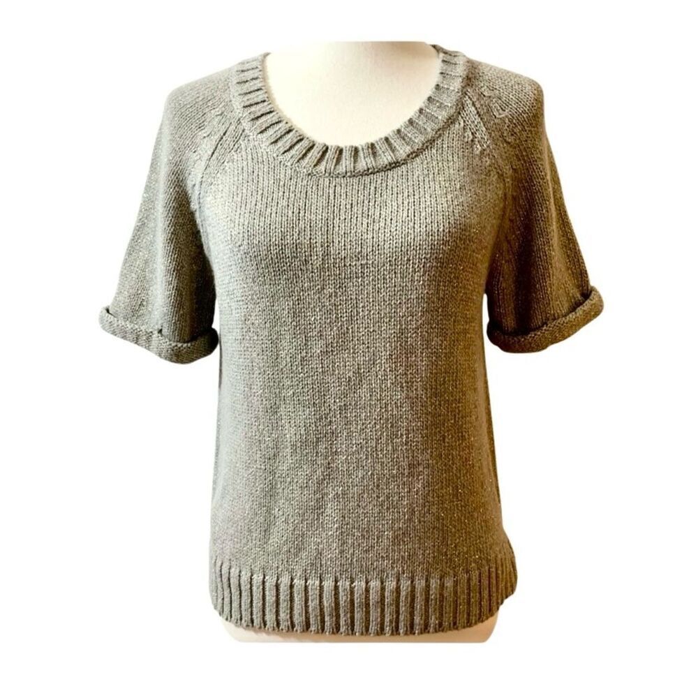 Banana Republic Merino Wool Blend Metallic Sweater in Grey/Gold Women’s S